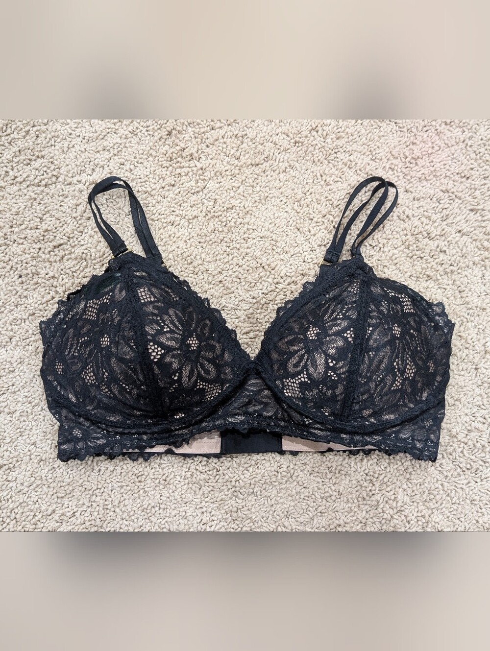 aerie Black Floral Lace Bralette